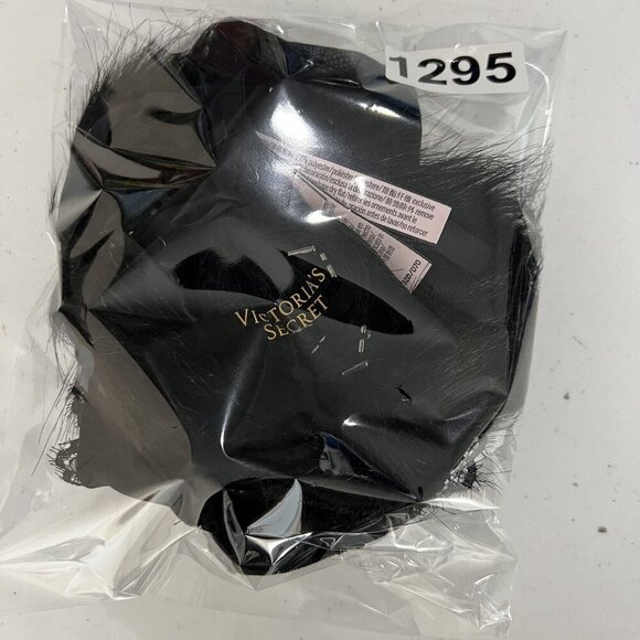 Victorias Secret NWT Demi Bra 32D Black Faux Fur & Solid Straps Sexy Coquette - Picture 14 of 14